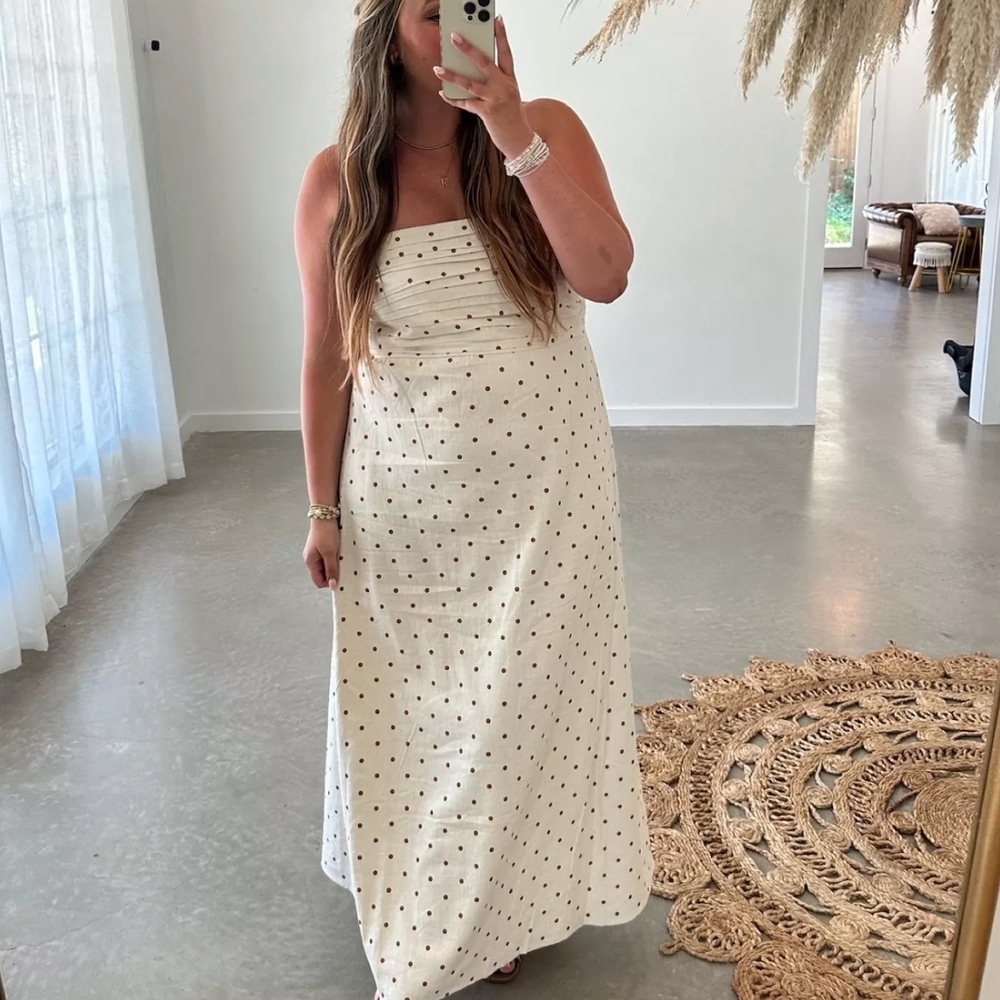 Abercrombie & Fitch Emerson Strapless Dress with Brown Dots NWT